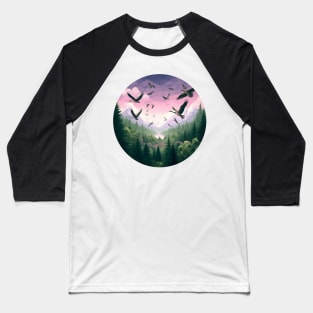 Low Poly Forest with Wild Ducks Baseball T-Shirt